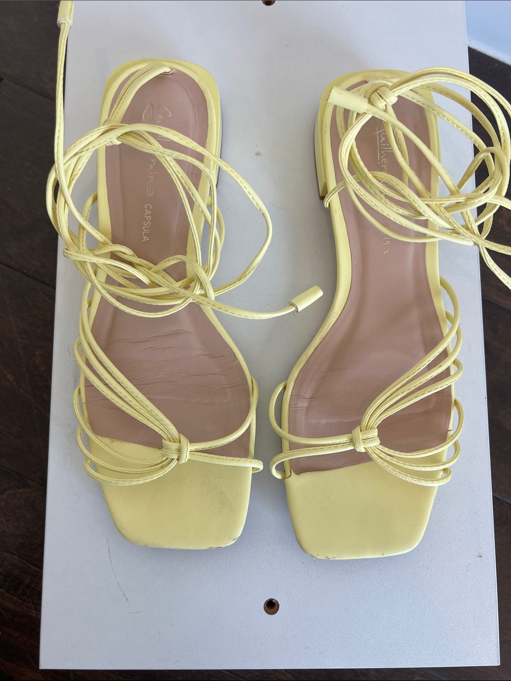 Guilhermina Yellow Lace-Up Sandals